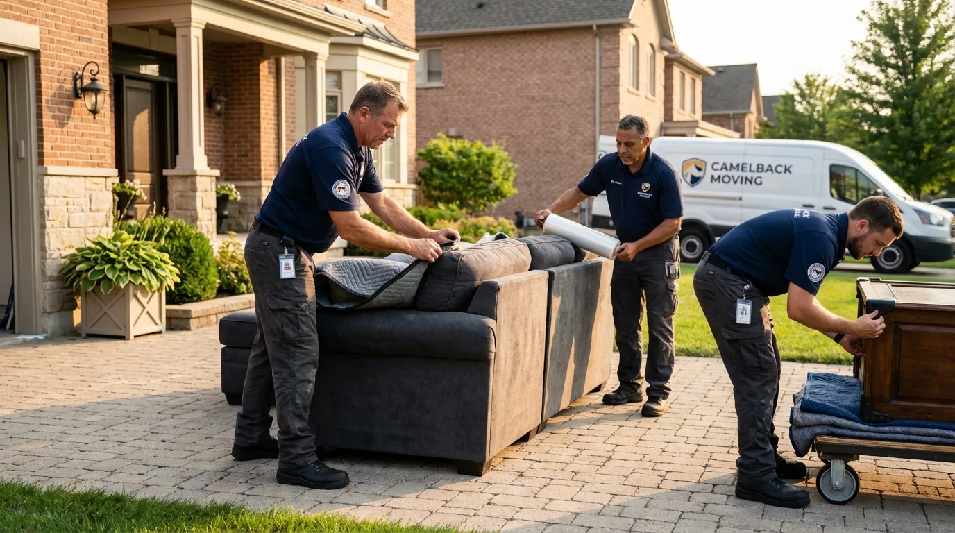 Large estate moving crew wrapping furniture in Belton, TX
